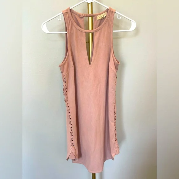 knee length dresses for ladies Faux Suede Lace Up Mini Dress main image 1
